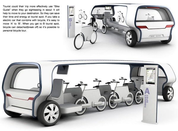 electric bus transportation and cycling