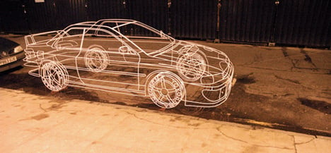 Real Wire Frame Subaru Sculpture by Benedict Radcliffe