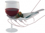 Plate, Spoon And Glass, All In One Hand