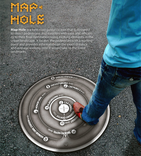 Map-Hole High-tech Manhole Cover With City Map by Jiae Kwon