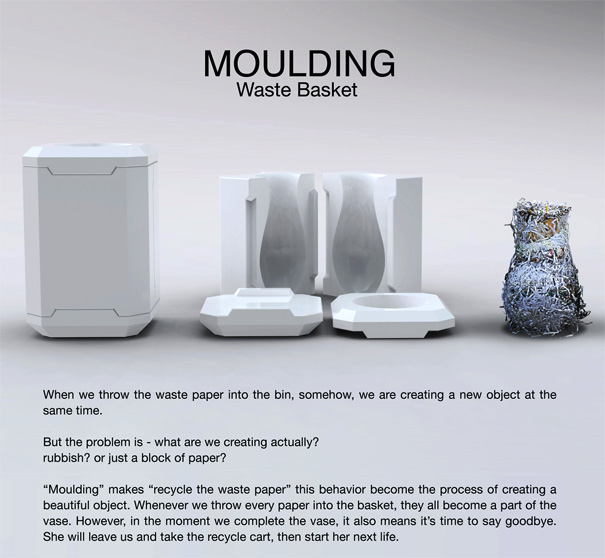 Moulding Paper Recycling Vase by ShiKai Tseng
