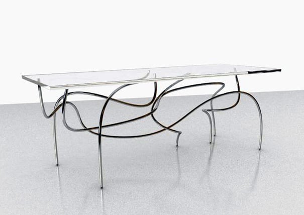Continuum Table inspired by folds in the space time continuum by Jason Phillips