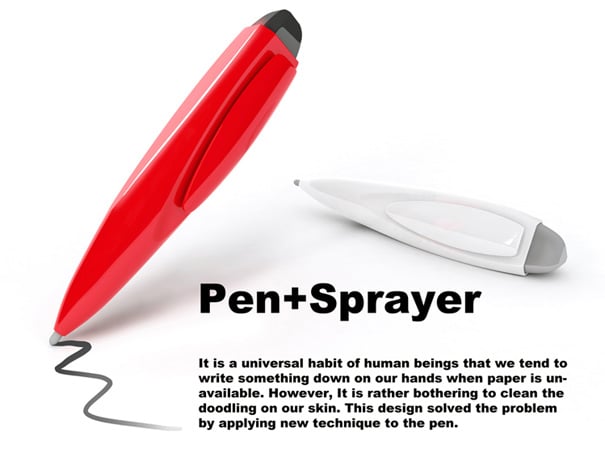 Pen+Sprayer – Pen plus Spray Device by He Siqian, Zhang YaKun, Mu Zhiwei, Zhu Ningning, Hui Zhou & Te-Ning Hang