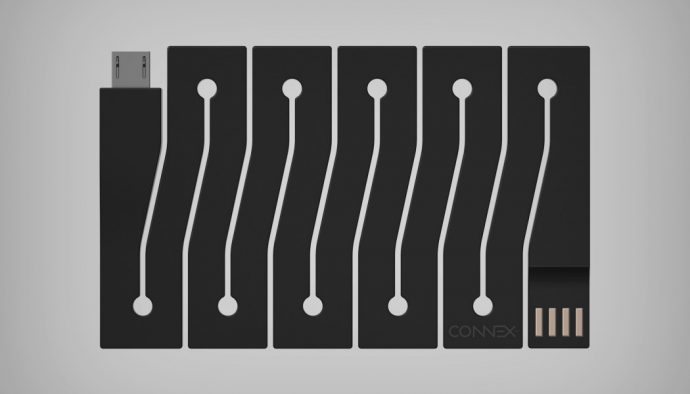 A card-shaped data cable