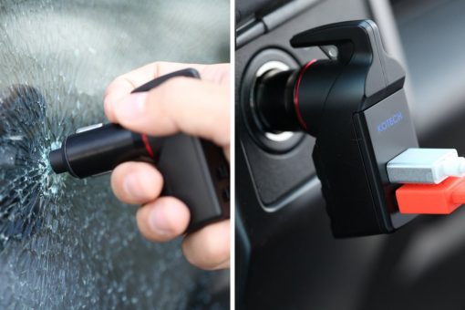 This life-saving car charger has a built-in glass breaker and seat belt  cutter - Yanko Design