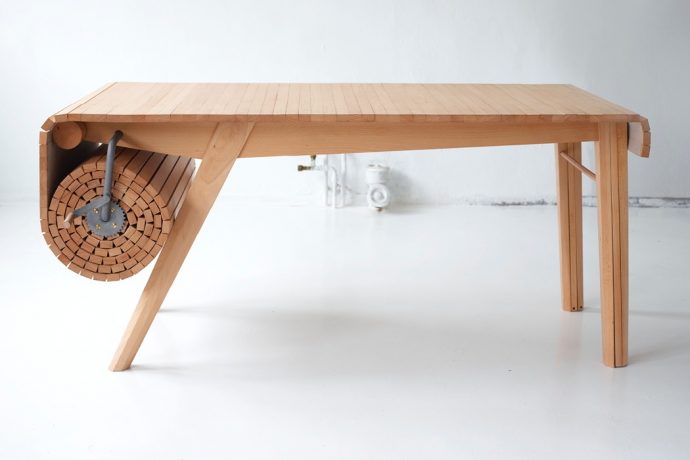 A Wood Table You Can Roll Up!