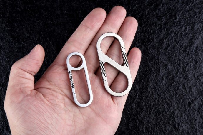 These carabiner clips are made from a single titanium piece