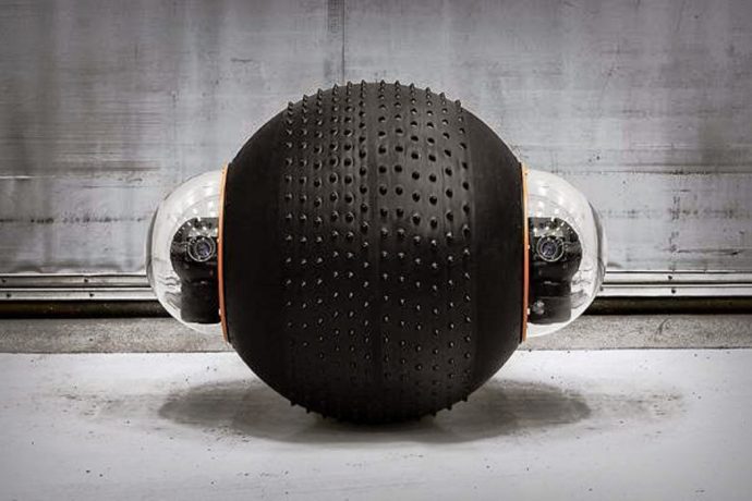 The Guardbot can navigate on turf, sand, snow, and even water