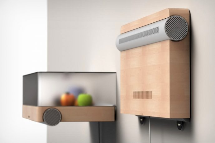 This wall-mounted shelf is actually a micro-fridge!