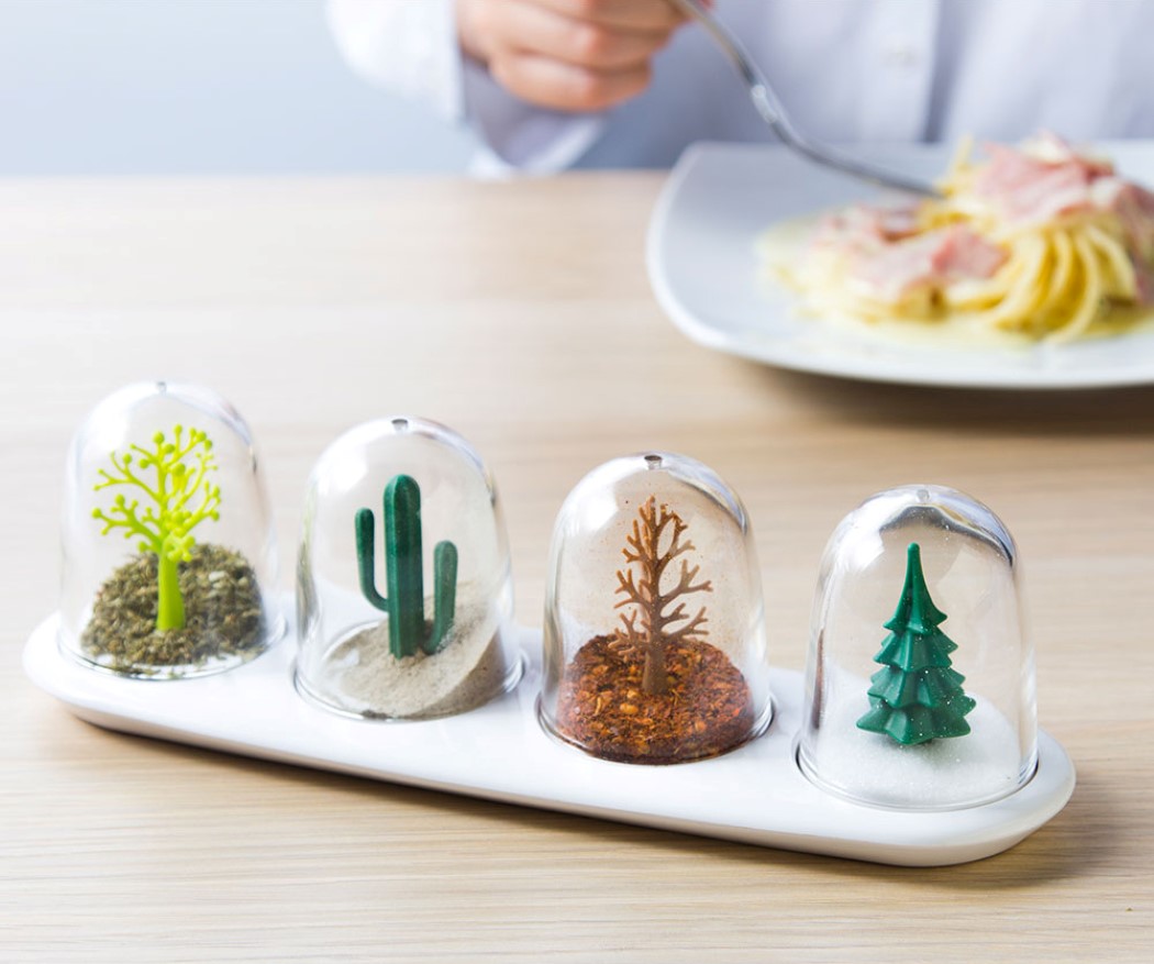 Four Seasons Design Kitchen Seasoning Jar with Tray 4 in 1 Seasoning Shaker 
