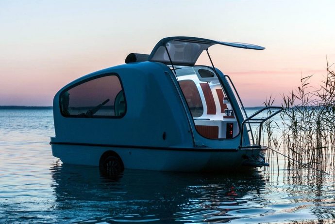 The Sealander trailer doubles as a boathouse too!