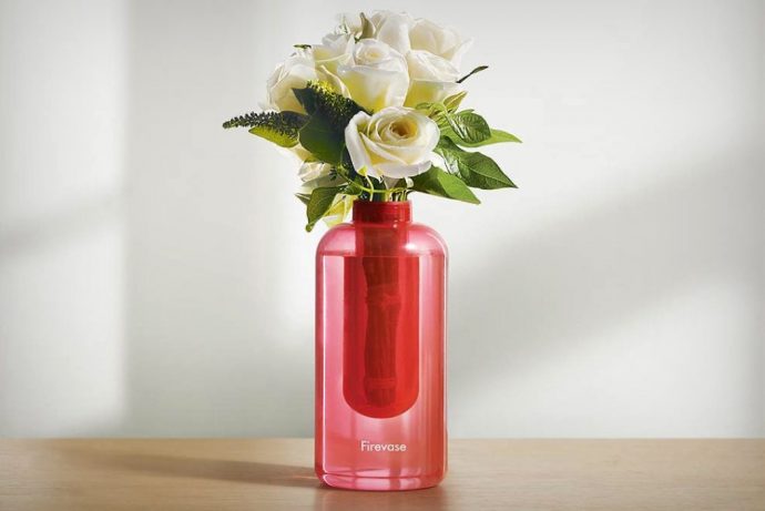 This flower-vase is also a fire-extinguisher