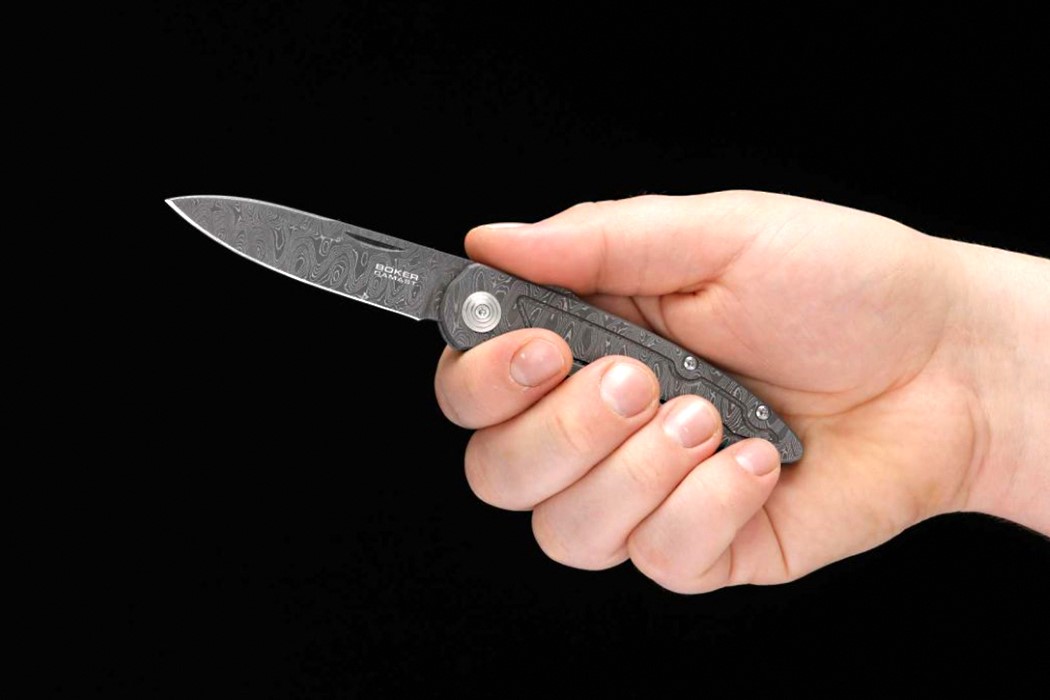 The Boker Merlin is made entirely from Damascus steel