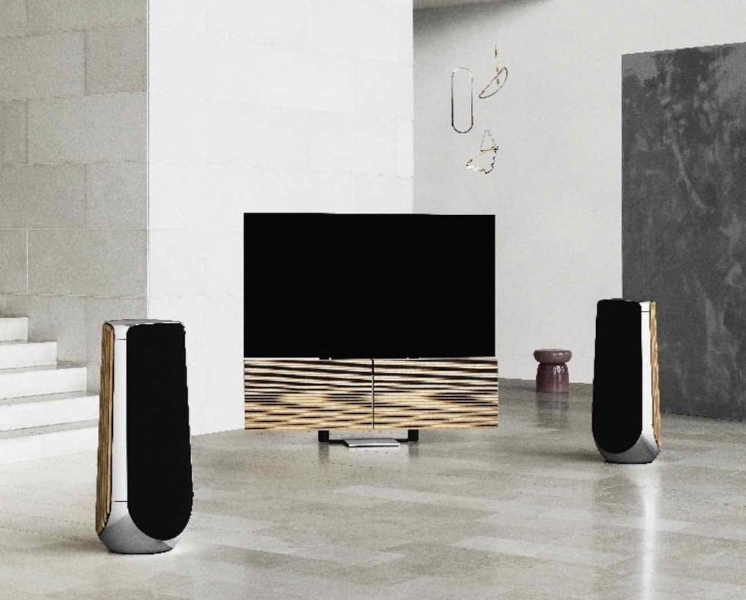 The Bang & Olufsen Beovision Harmony is a TV with dancing speakers.