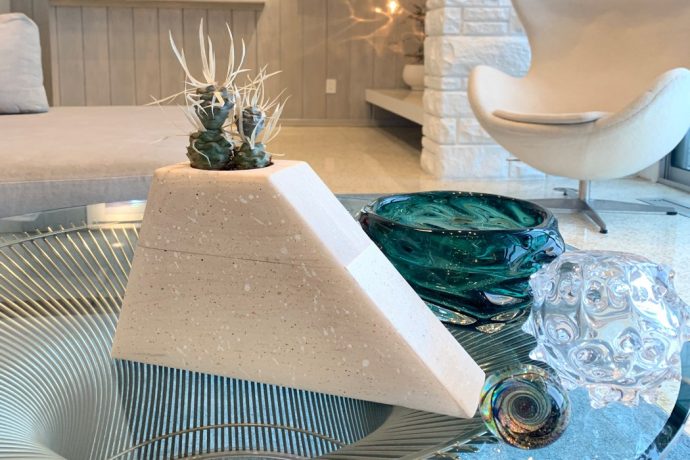 A contemporary cremation vessel that doubles as a beautiful planter