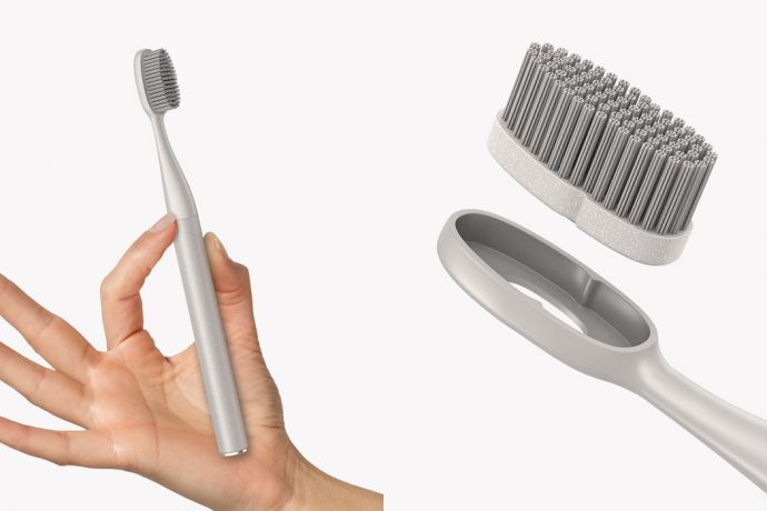 An eco-friendly brush that calculates the plastic you have saved from the trash