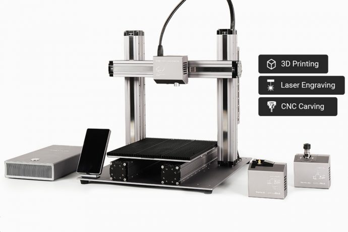 This one single desktop device can 3D Print, laser engrave, and CNC machine.