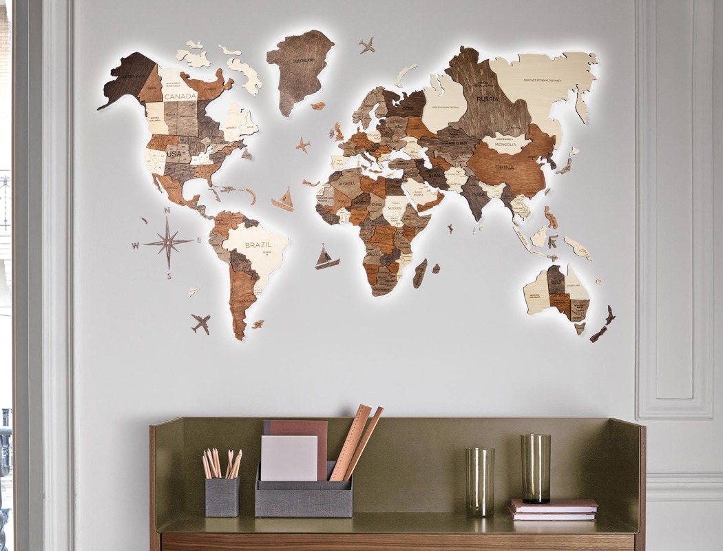 The first-ever 3D Wooden World Map to chart your travels - Yanko Design