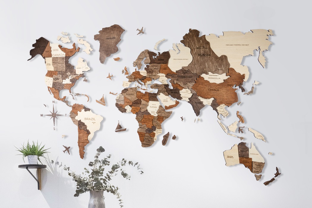 QUADRO PLANISFERO DIY- WOODEN WORLD MAP ART 