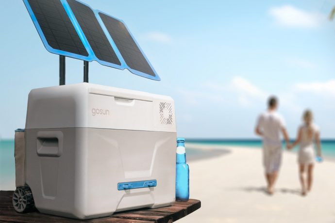 An ice-free cooler that runs on a solar power panel!