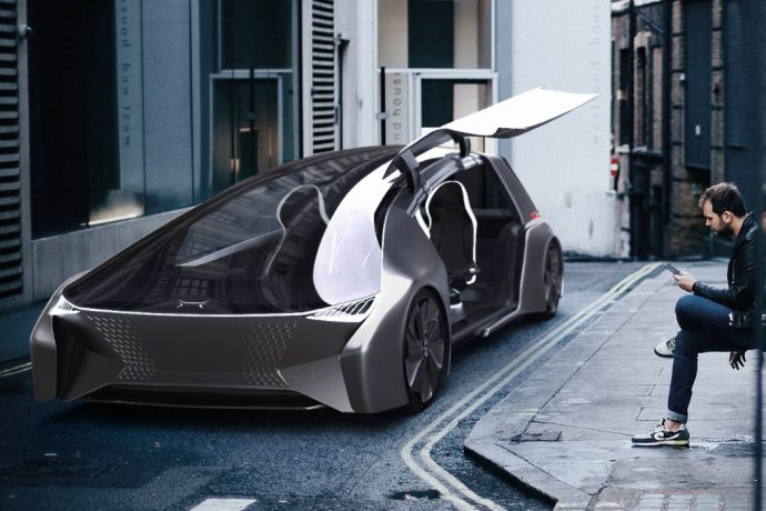 A smart car concept with flexible storage space and electric butlers to ferry your luggage!