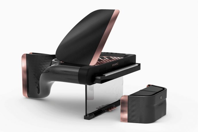 This carbon fiber hybrid piano has a built-in battery and looks wow