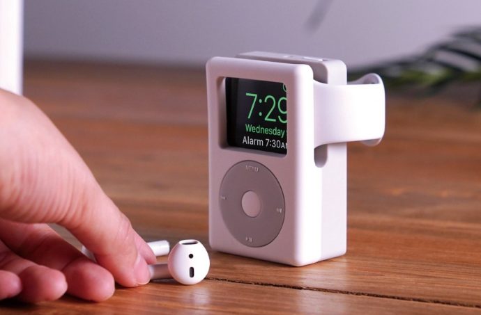 Apple Ancestry! This Apple Watch stand makes it look like an iPod Classic!