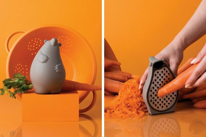This jolly old, back-scratching Grizzly bear will grate your veggies, herbs, and cheeses!