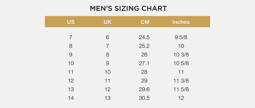 Shoe Measurement Chart Inches