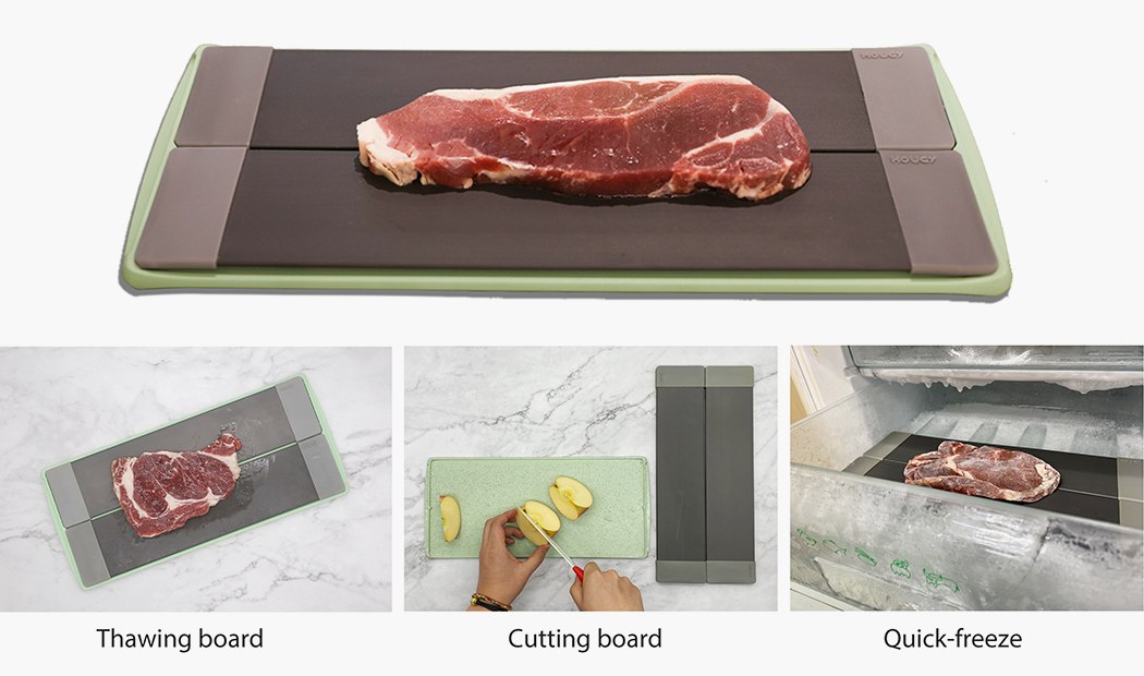 Idyandyans Aluminium Alloy Steak Meat Seafood Quick Thawing Chopping Block Defrost Thaw Tray Kitchen Supplies 