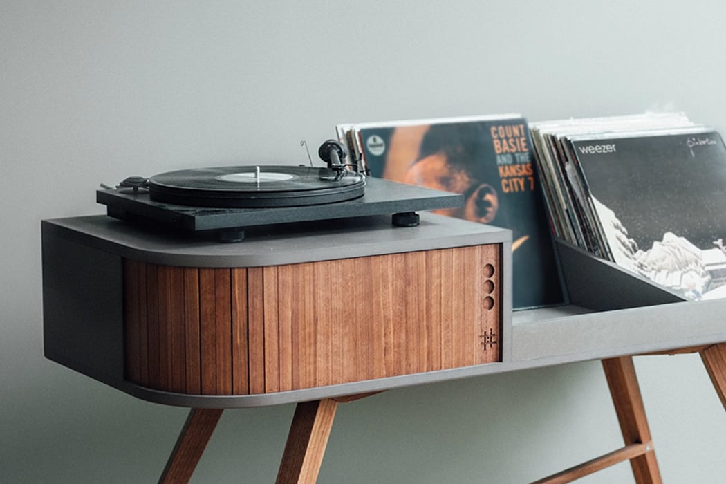 This Vintage Vinyl Table With A Tambour Door Will Take You On A