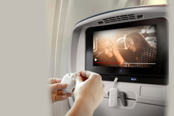 Your AirPods can now be used to watch in-flight movies with this wireless headphone adapter!