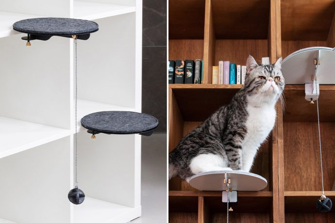 A modular cat tree for when your pet is also your co-worker!