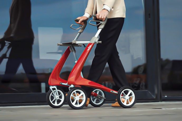 This carbon fiber rollator’s handle will hold your hand