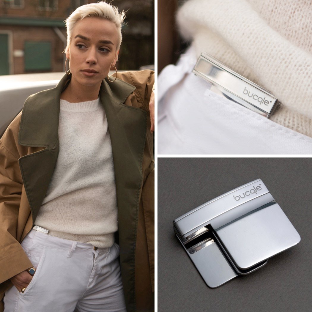 This futuristic metal buckle tightens your pants… without a belt