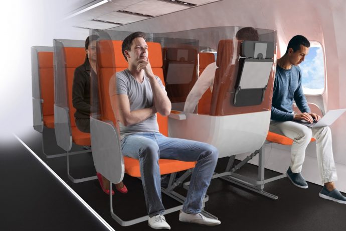 Aviointeriors proposes plastic barrier to allow safe flying