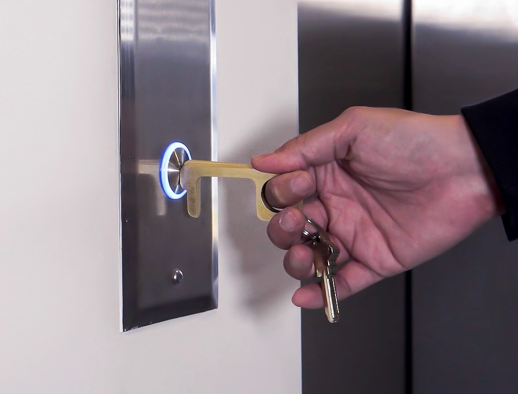 Handle Key Elevator Button Opener EDC Door Opener Non-Contact Keychain Stylus 