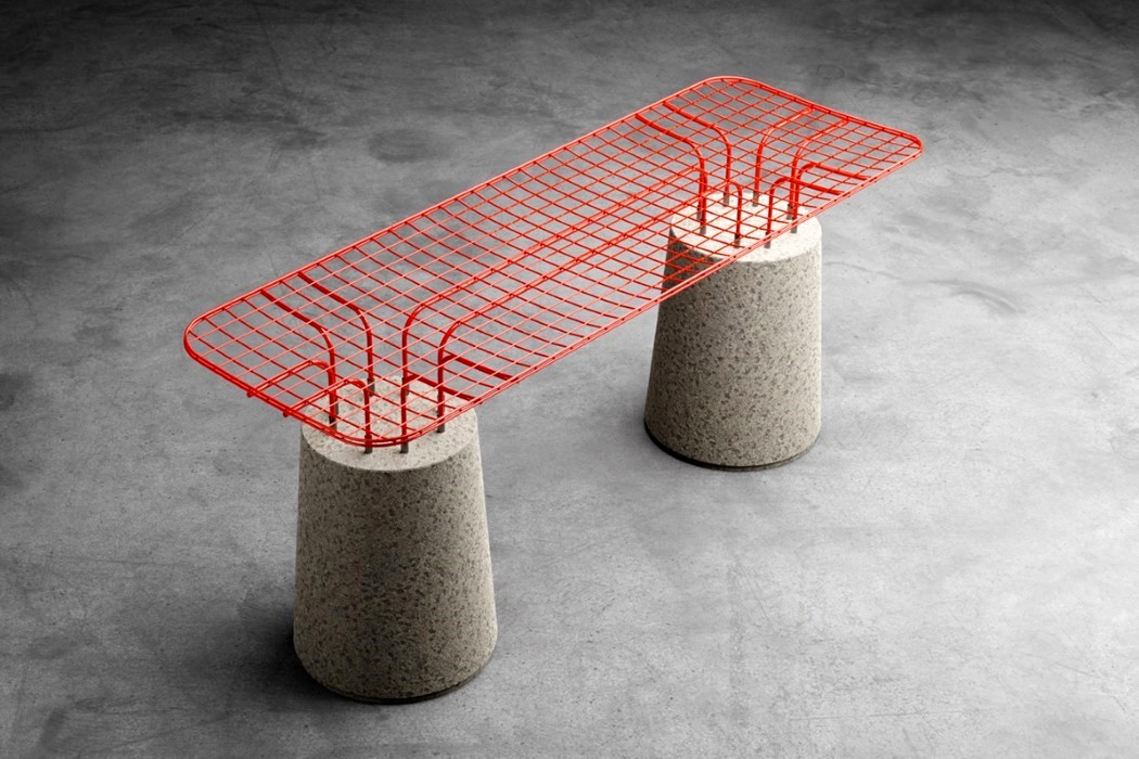 The MESH seating combines colorful furniture design with brutalism