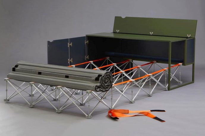 This work-desk can turn into a double bed when you’re sharing a space