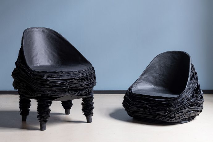 This sustainable furniture is made from 2000 pounds of recycled cardboard