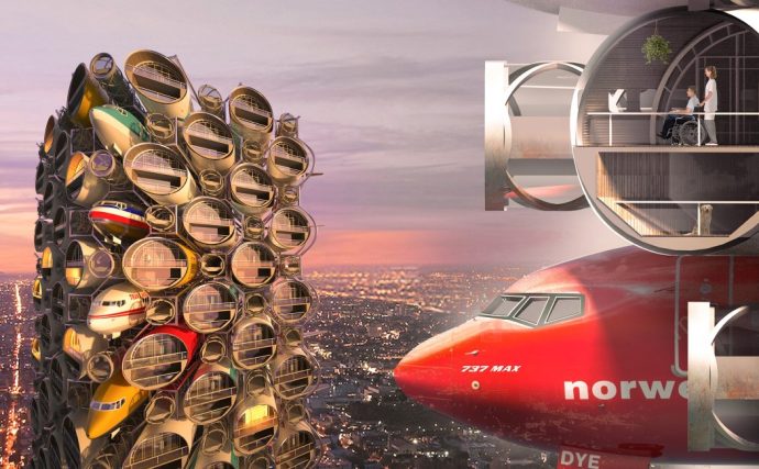 The 737 Max skyscraper vertically stacks Boeing’s planes to turn them into residential complexes