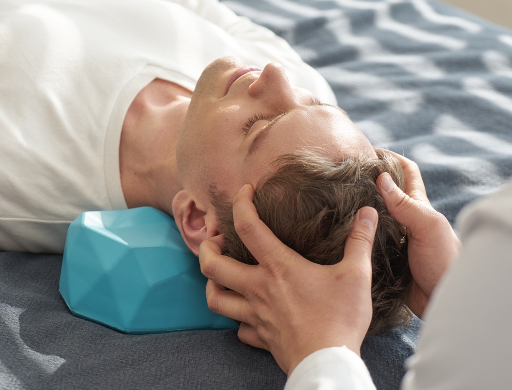 The C-Rest pillow's polygonal design mimics the feeling of getting