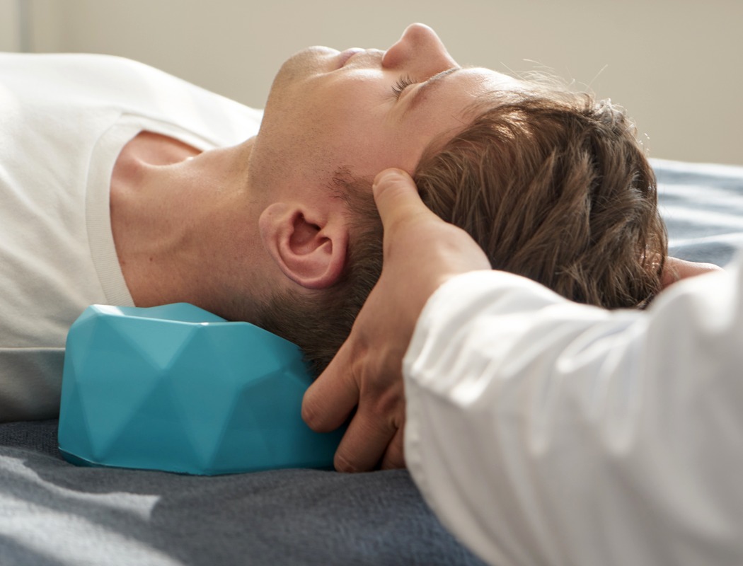 The C-Rest pillow's polygonal design mimics the feeling of getting