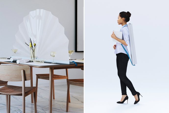 This Japanese fan-like portable screen lets you social distance anywhere