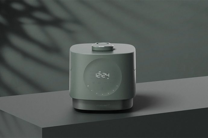 This modern Korean rice cooker’s touch control panel is also a clock