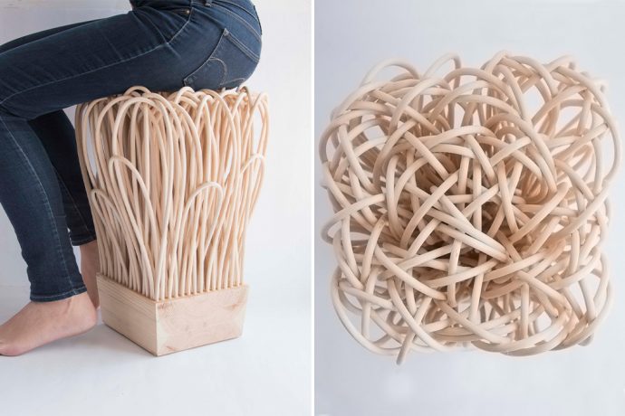 This stool was designed to break traditional uses of rattan in furniture design