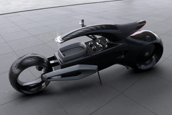 What if Luigi Colani and Bugatti collaborated on a motorcycle concept?