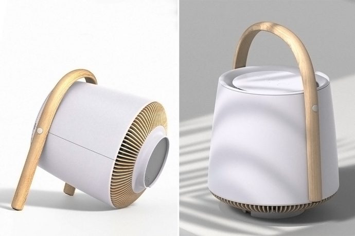 This minimal air purifier doubles up as a portable fan!