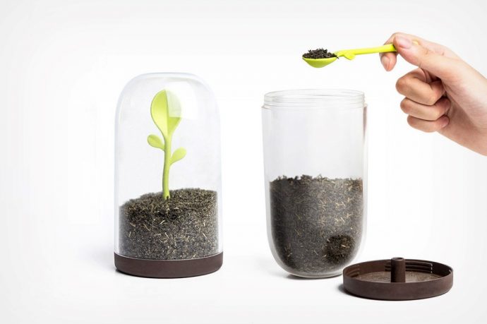 This quirky jar turns your tea-leaves into soil, and the teaspoon into a sapling!