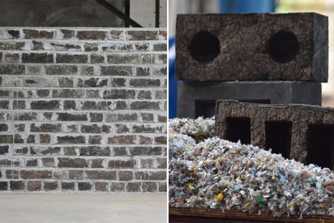 Recycled sand and plastic waste are used to make this sustainable brick!